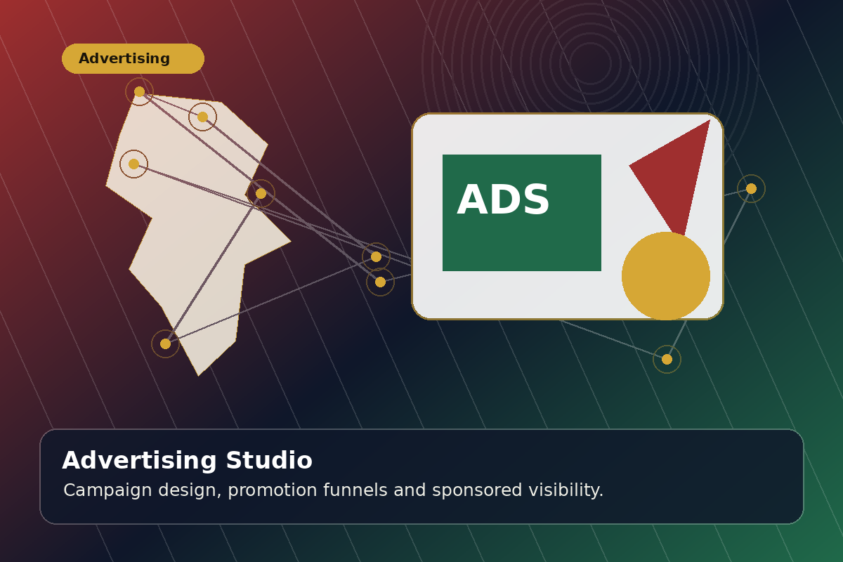 Digital advertising campaign dashboard with Pan-African colors